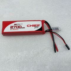 2700mAh 2S1P 7.4V 30C LiPo RX Battery, Bare Wire & JR, with Balancer