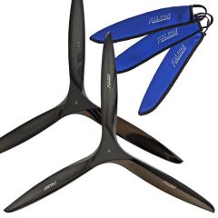 25X12 Carbon Fiber 3-Blade Propeller, w/Prop Covers, by Falcon