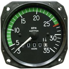 3 1/8" Marked Recording Tachometer, 2300 RPM Cruise, 500-2700 Green, 2700 Red