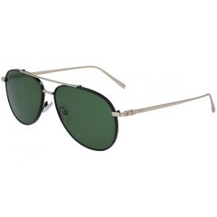 Salvatore Ferragamo 60mm Gold/Black Aviator Sunglasses, with Green Lenses