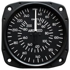 Airspeed Indicator, 3 1/8" 40-250 mph/ 40-200 knots Lighted, TSO