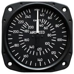 Airspeed Indicator, 3 1/8" 40-250 mph/ 40-200 knots, TSO