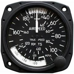 True Airspeed Indicator, 3 1/8" 0-180 mph/ 155 knots, TSO