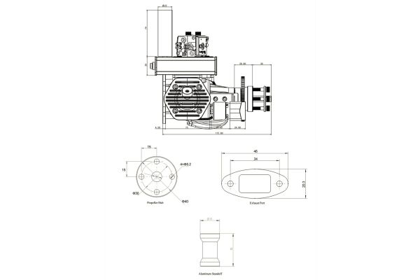 76cc Exhaust Gas Twin engine with E-Starter, EPHIL Engines